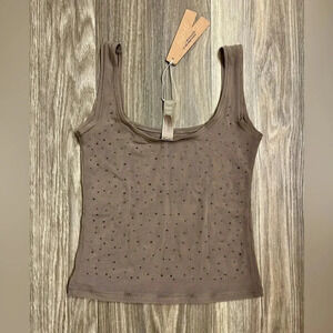 NWT SKIMS | mesh rhinestone swim cover ups tank | Color: Desert Size XXS